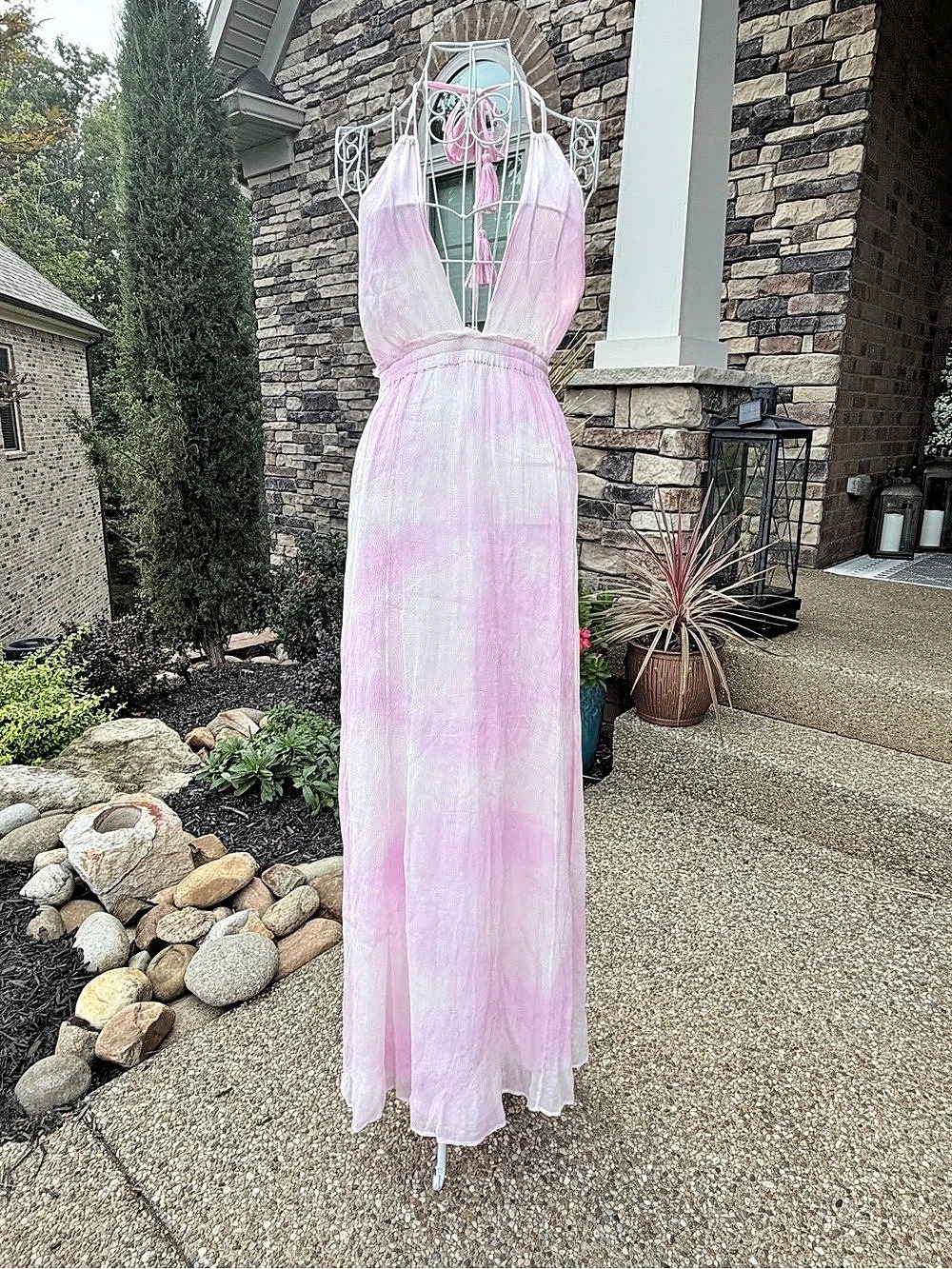 LoveShackFancy Daisy Dress Pink & White Maxi Dress Size XS NWT